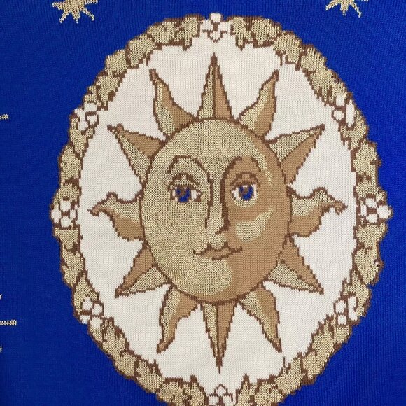 St. John Santana Knit Royal Blue Gold Embroidered Sweater Blazer Cardigan Sz M - Picture 4 of 7